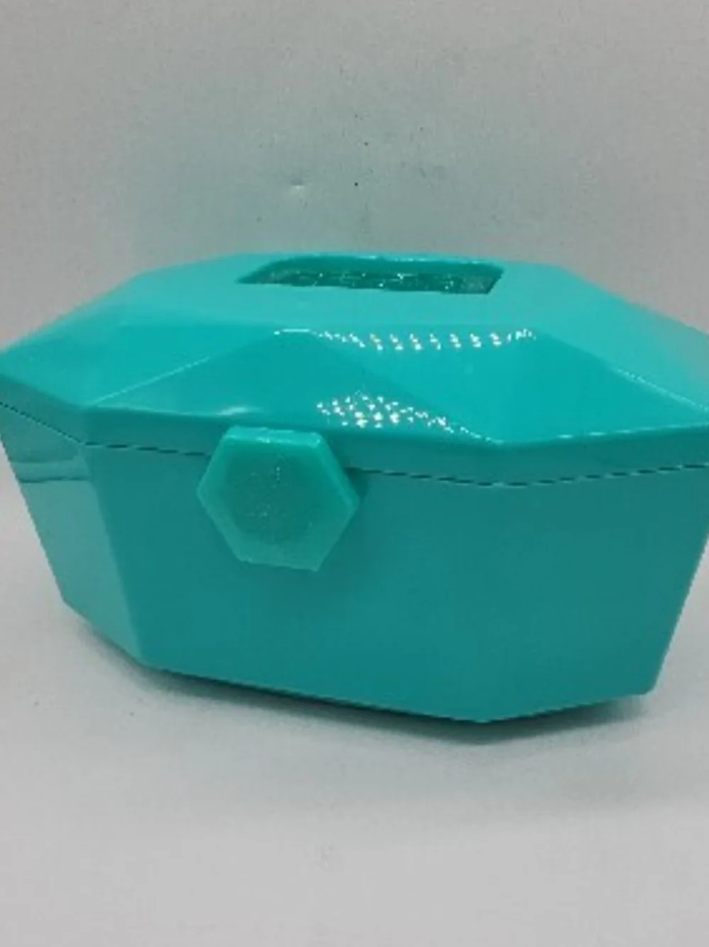 Teal Gem-Shaped Makeup Cases Craft Storage Boxes